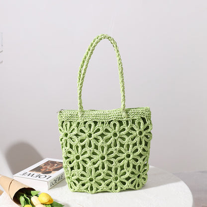 New Ladies Fashion Hollow Flower Straw Bag