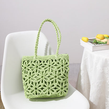 New Ladies Fashion Hollow Flower Straw Bag