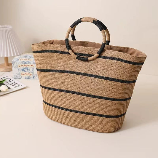 Large Capacity Round Early Woven Summer Beach Bag