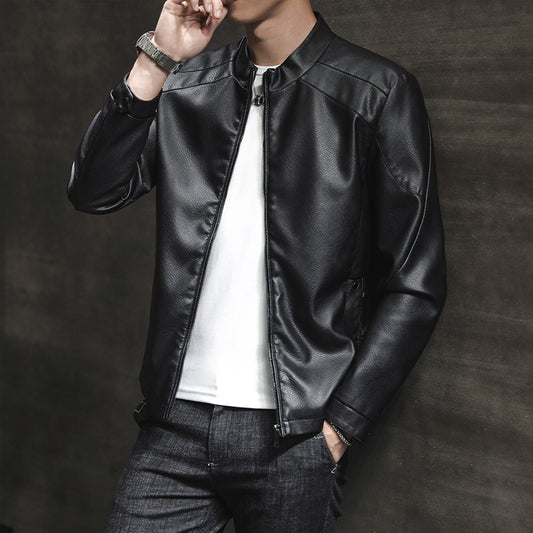 Fashion Men's Leather Coat Youth Trendy