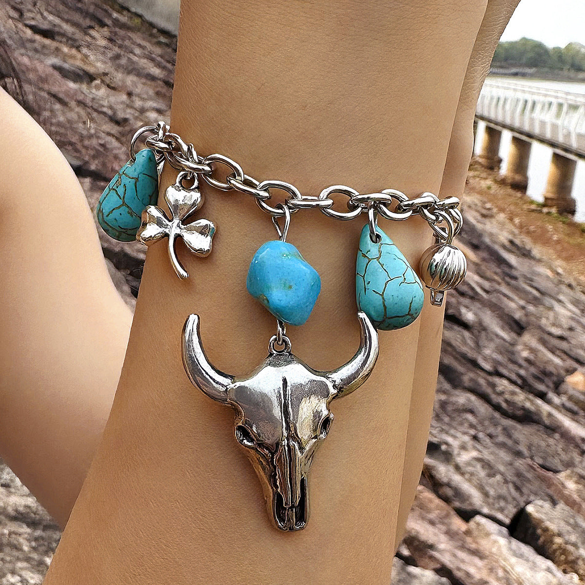 Turquoise Leaf Bracelet Bow