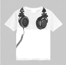 Short-sleeved T-shirt With Earplugs Pattern